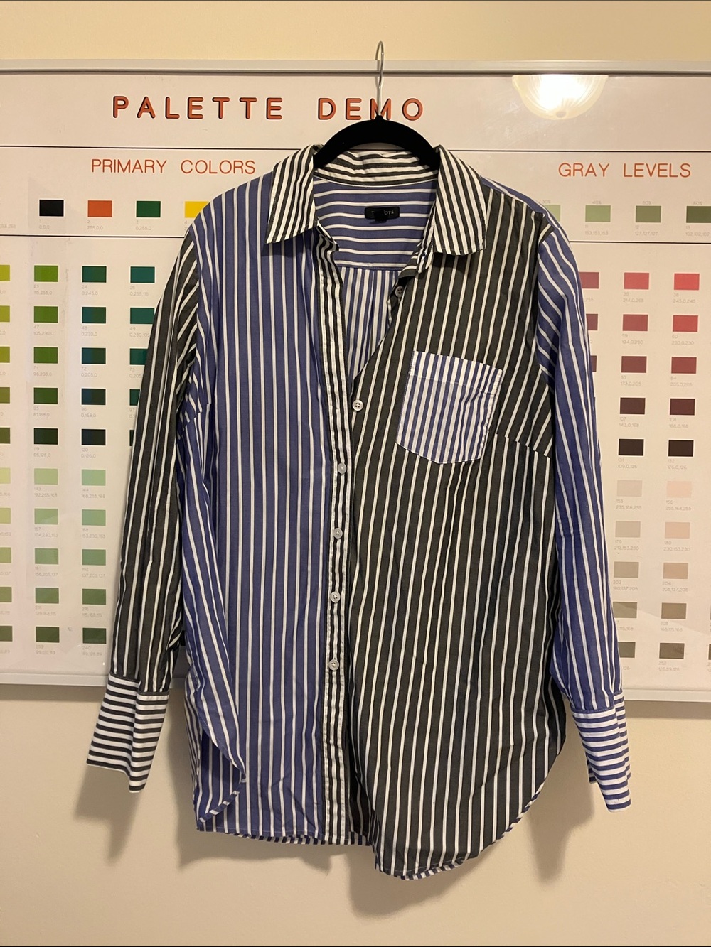 Talbots Blue and Gray White Stripe Button down sz M
